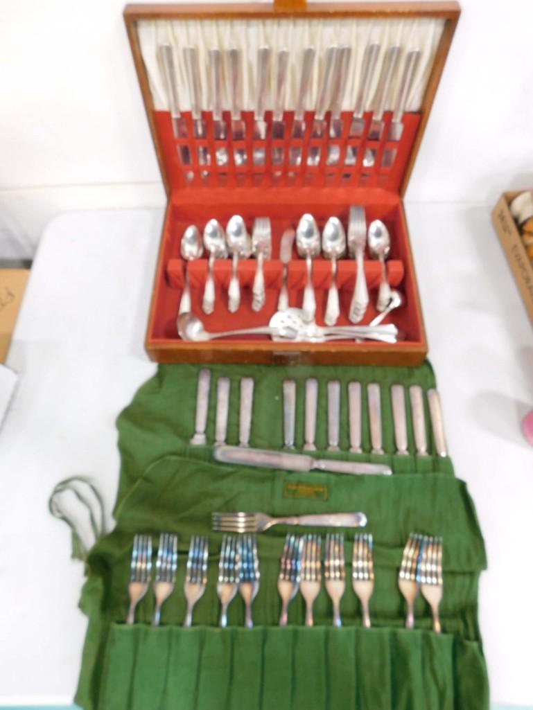 Flatware incl Wm. A Rogers A1 Plus and 1847 Rogers Bros Silver Plated with a Wood Box (1 of 7)