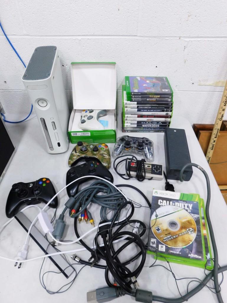 Xbox 360 Gaming System with Video Games, Controllers, Cords, etc (1 of 8)
