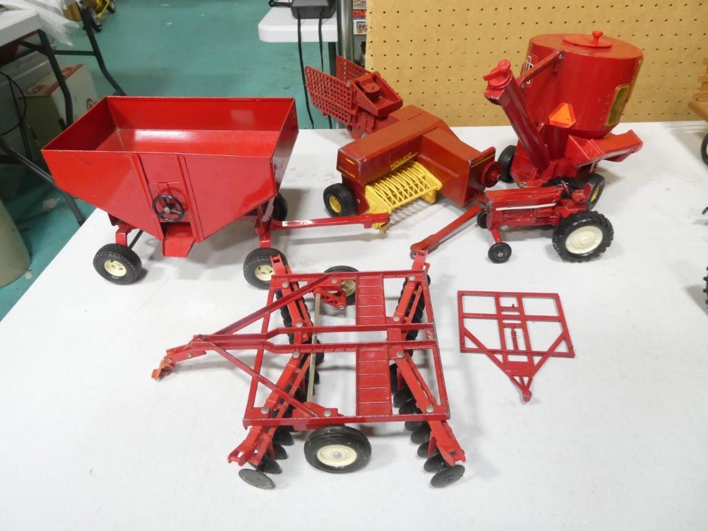 Lot of Farm Toys incl Ertl New Holland Hay Baler, International Harvester, Red Gravity Wagon, etc (1 of 10)