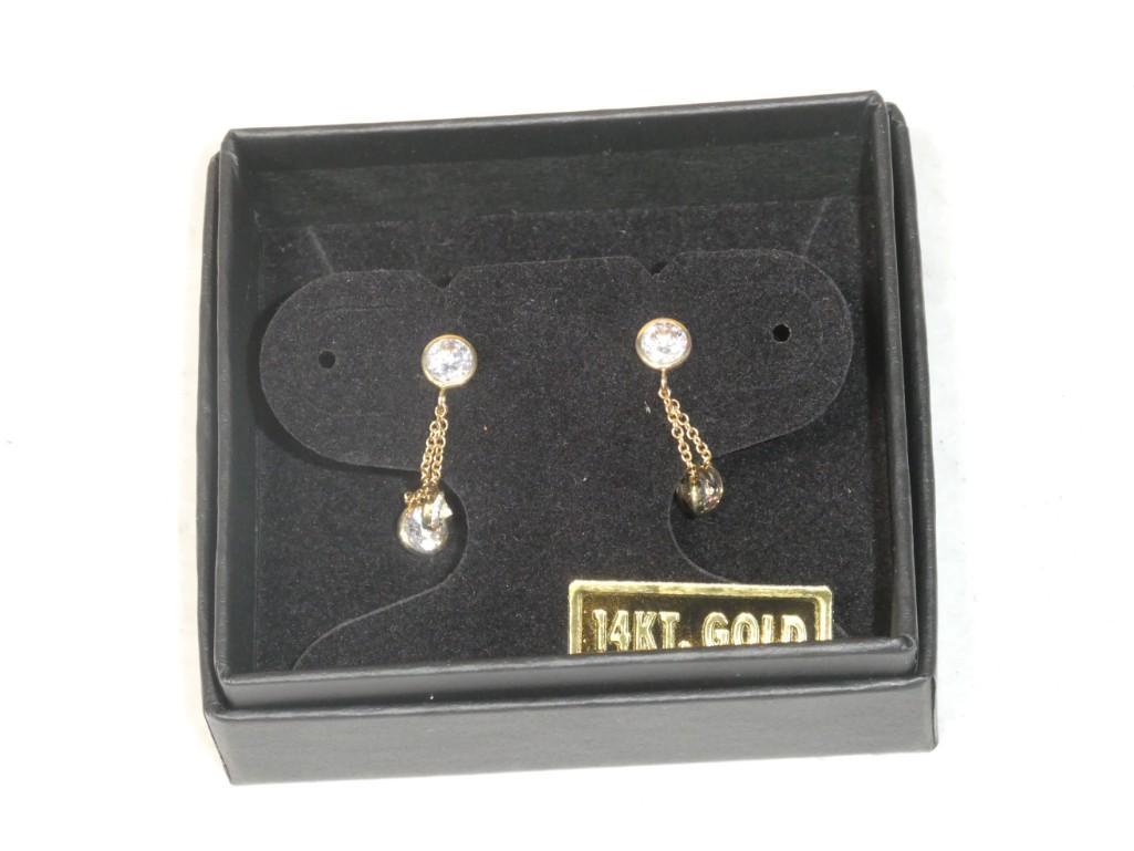 Pr 14K Gold Earrings approx 1.6g Total Weight with Gemstones (1 of 7)