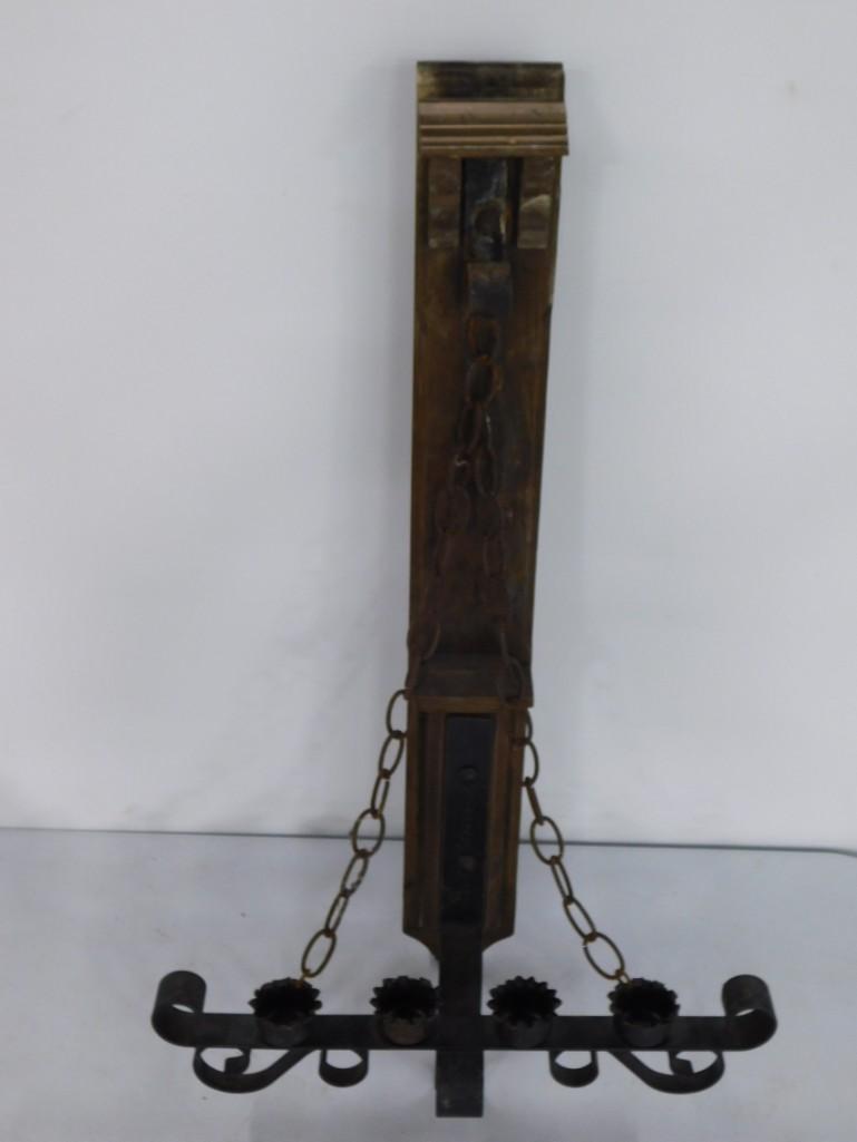 Vintage Wood and Metal Sconce Candleholder: Vintage Wood and Metal Sconce Candleholder