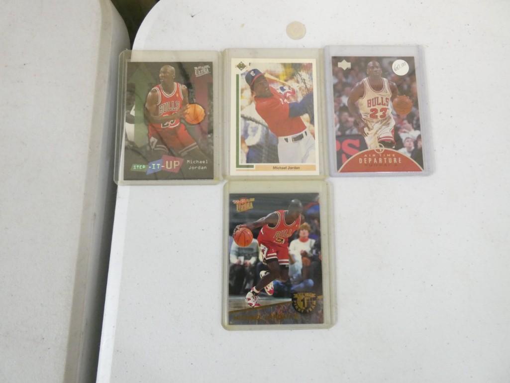 Lot of 4 Michael Jordan Basketball and Baseball Cards: Lot of 4 Michael Jordan Sports Cards including Basketball and Baseball Cards