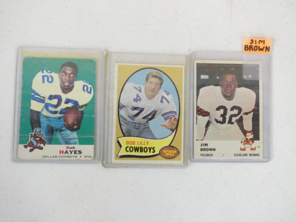 3 Football Cards incl Bob Hayes, Bob Lilly, Jim Brown: 3 Football Cards incl Bob Hayes, Bob Lilly, Jim Brown