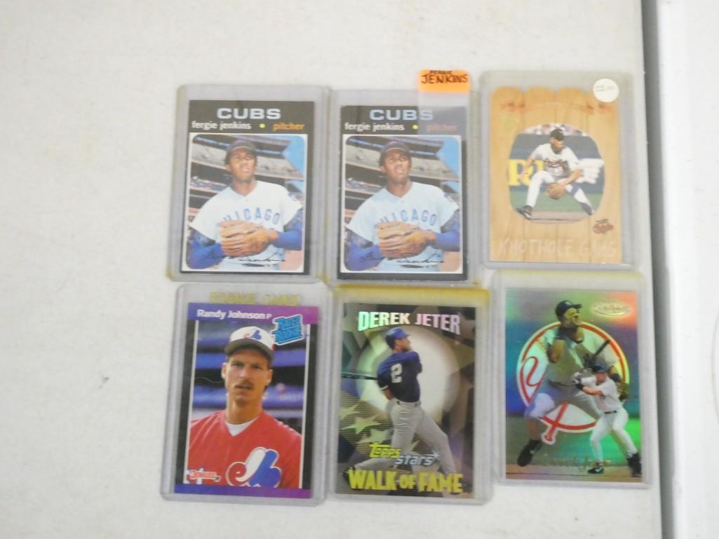 Baseball Card Lot incl Randy Johnson Rookie Card, 2 1971 Fergie Jenkins Cards, Derek Jeter, Cal Ripk (1 of 7)