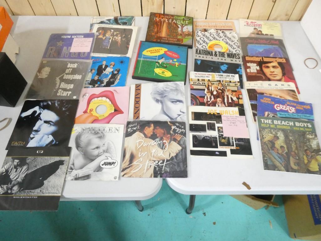 Lot of 45 RPM Vinyl Records incl Dire Straits, Rolling Stones, Katrina and the Waves, B-52s (1 of 7)