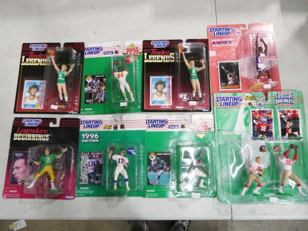 Starting Lineup Sports Action Figures incl Joe Montana, Bill Walton, Dave Brown, Willie Davis, (1 of 3)