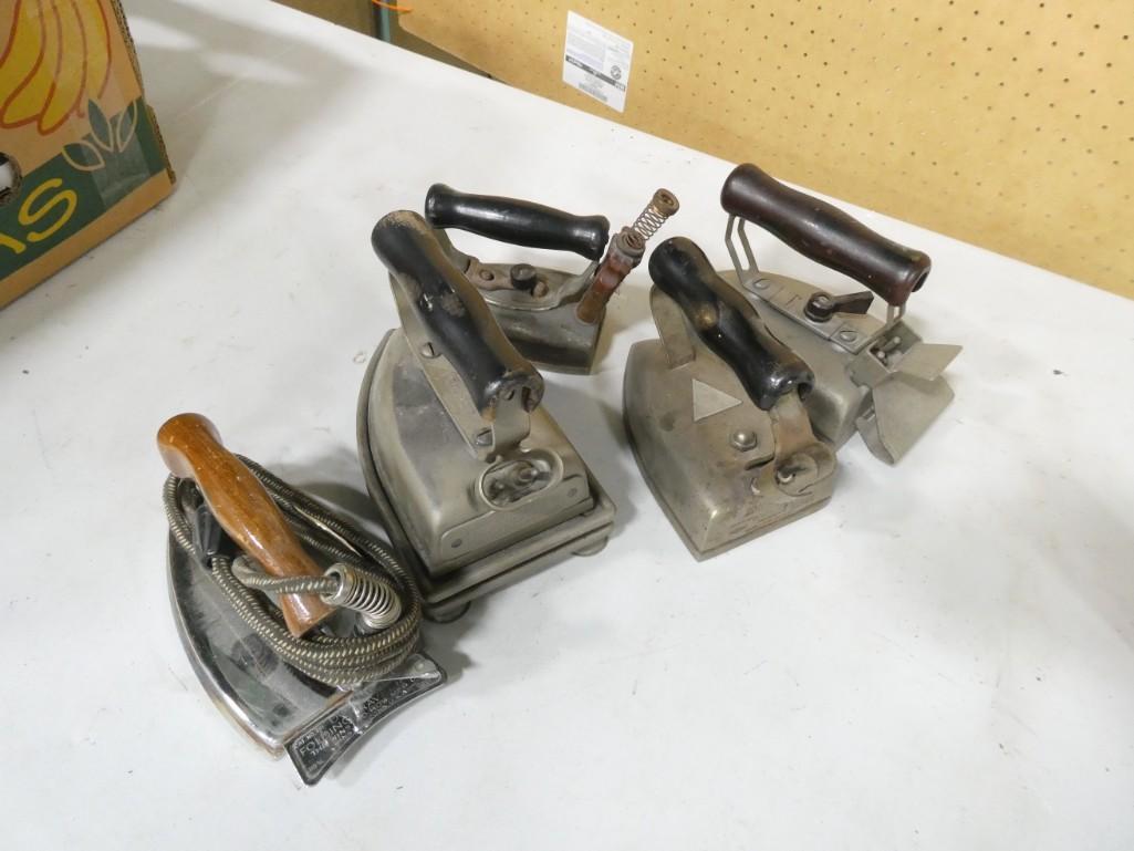 Antique Irons incl Sunbeam - 1 with a stand, Electric Irons, Duarbilt Folding Travel Iron, (1 of 8)