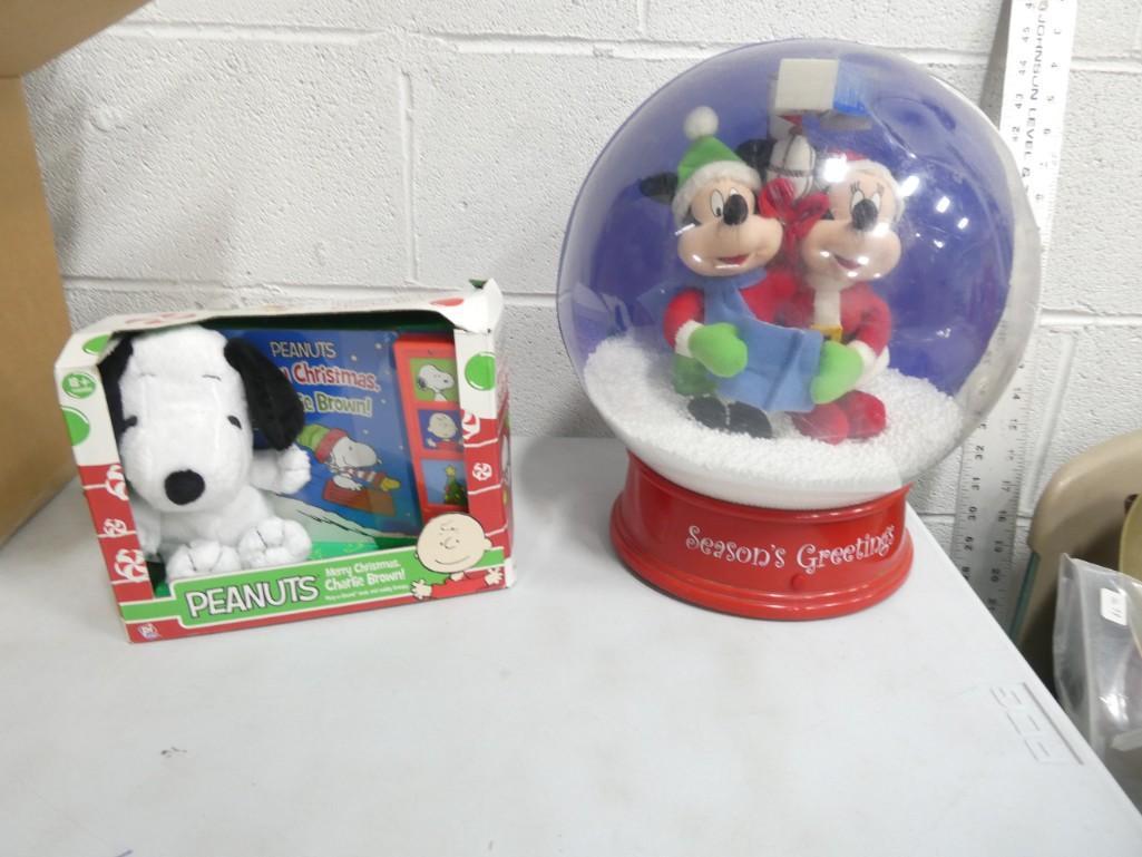 Large Disney Mickey and Minnie Mouse Decoration and a Snoopy Plush with Book (1 of 6)