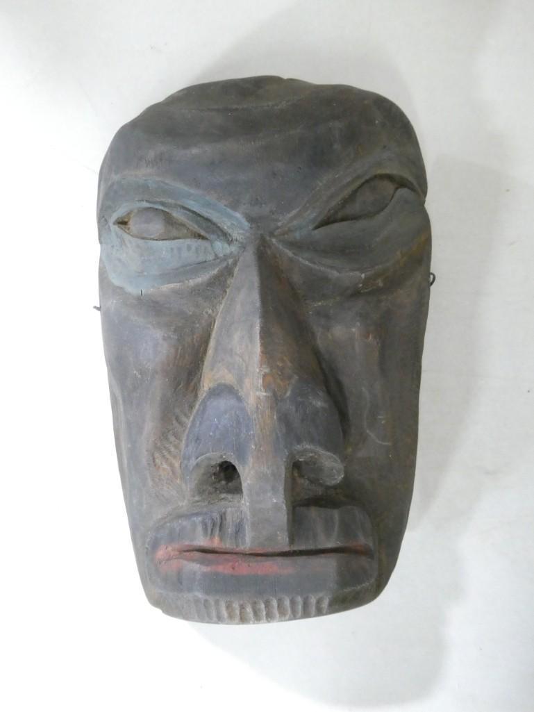 Hand Carved Wood Tribal Mask Signed S.H. (1 of 5)
