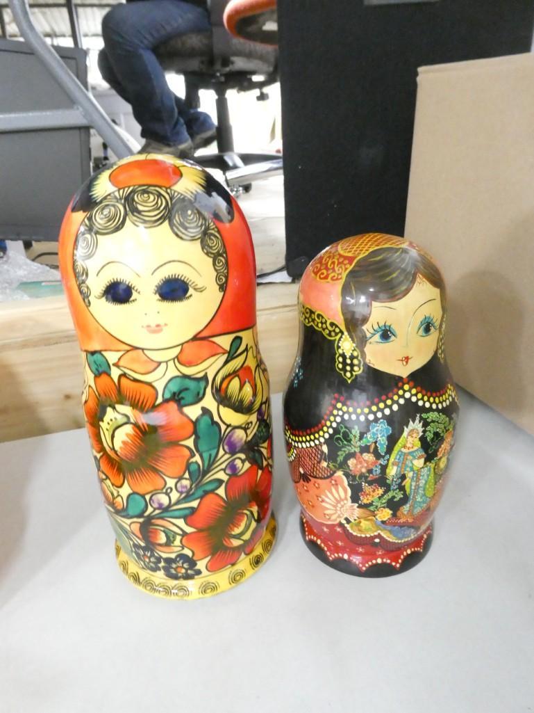 2 Large Sets of Russian Nesting Dolls Largest is about 11" Tall (1 of 8)
