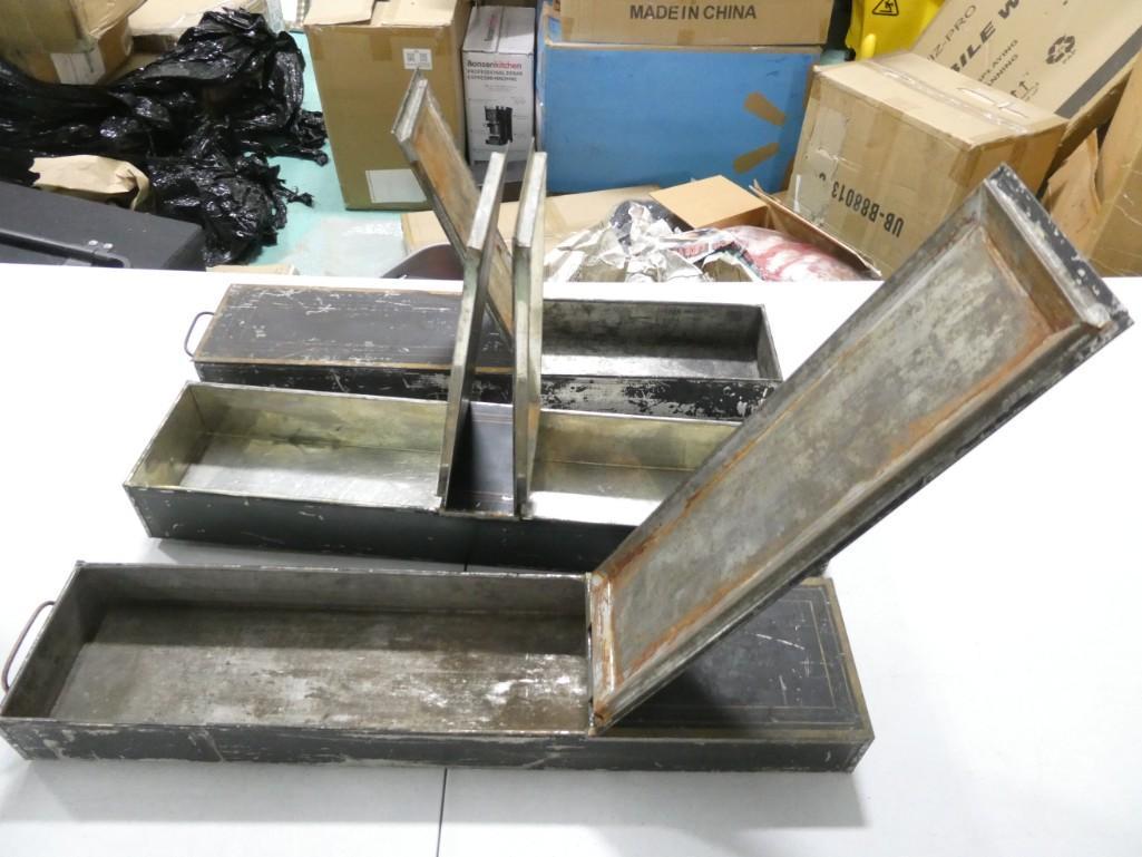 3 Antique Metal Boxes with Hinges on Each Side (1 of 5)