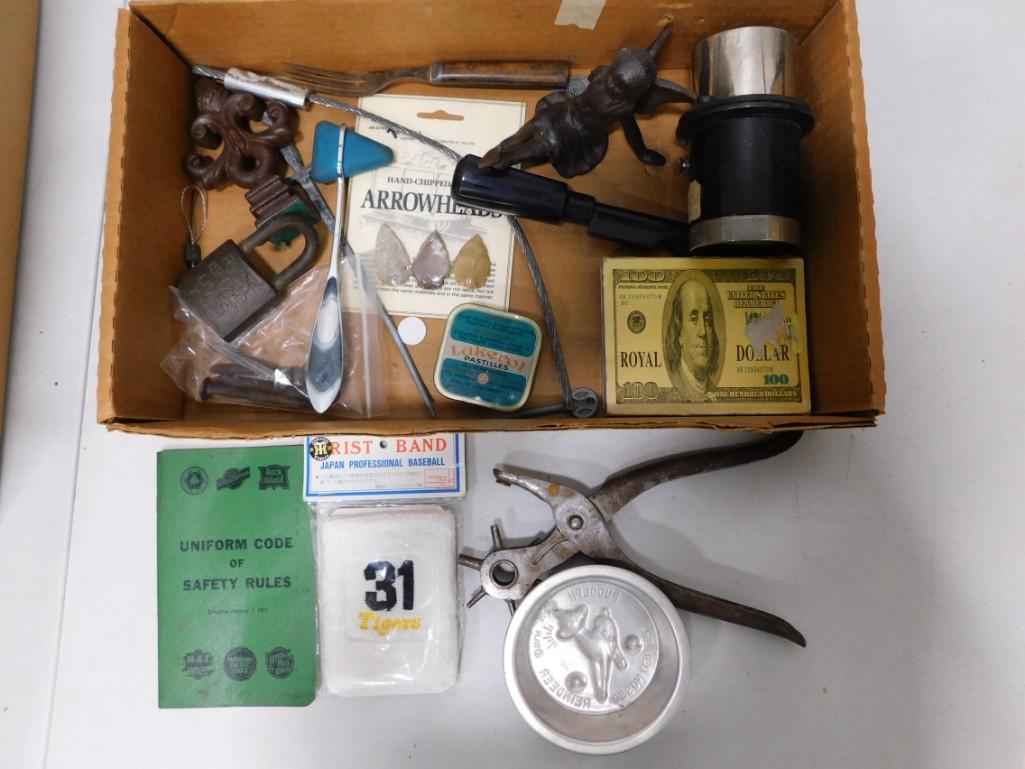 Lot of Smalls incl Arrowheads, Lakeroi Tin, Fairy Figure, Padlock, etc (1 of 6)