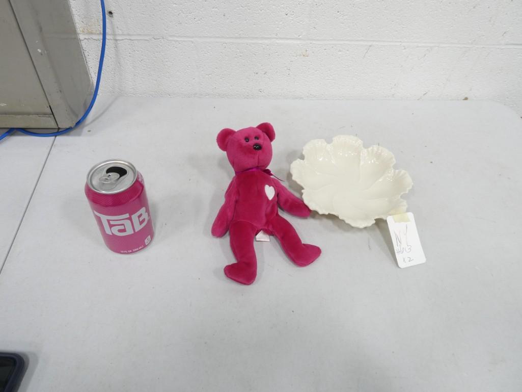 Porcelain Dish and a Ty Beanie Baby: Lee Noir Porcelain Dish and a Ty Valentine Beanie Baby
