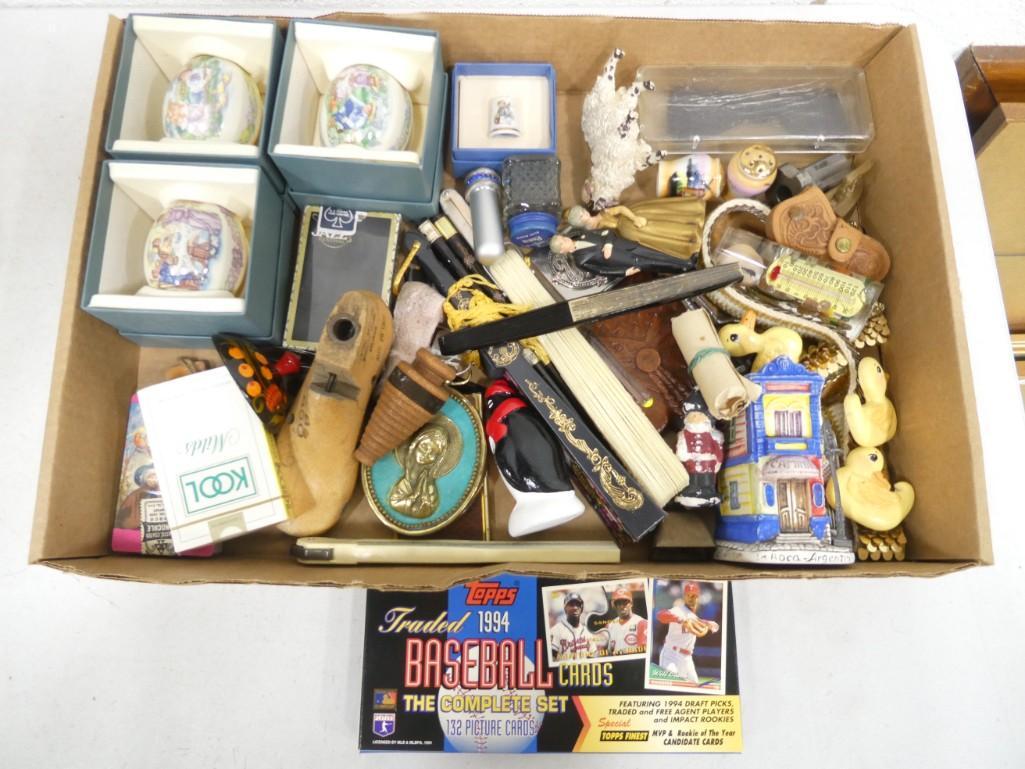 Lot of Smalls incl Topps Baseball Cards, Lenox Porcelain Eggs, Playing Cards, Etc (1 of 7)