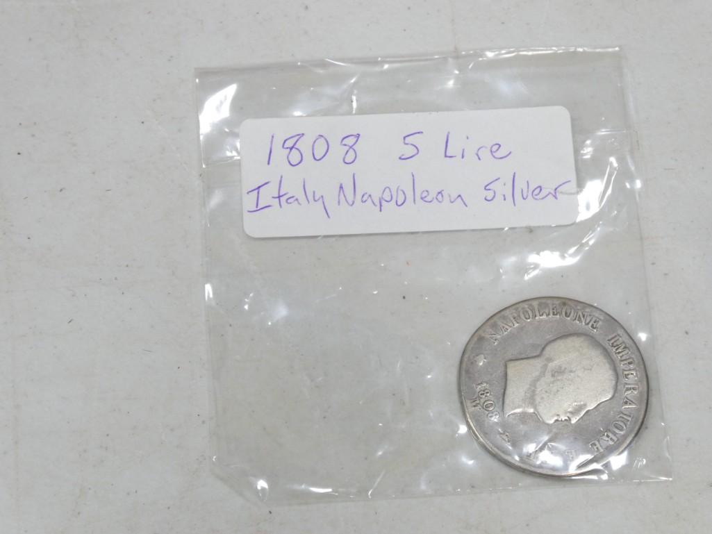 1808 Five Lire Italy Napoleon Silver (1 of 3)