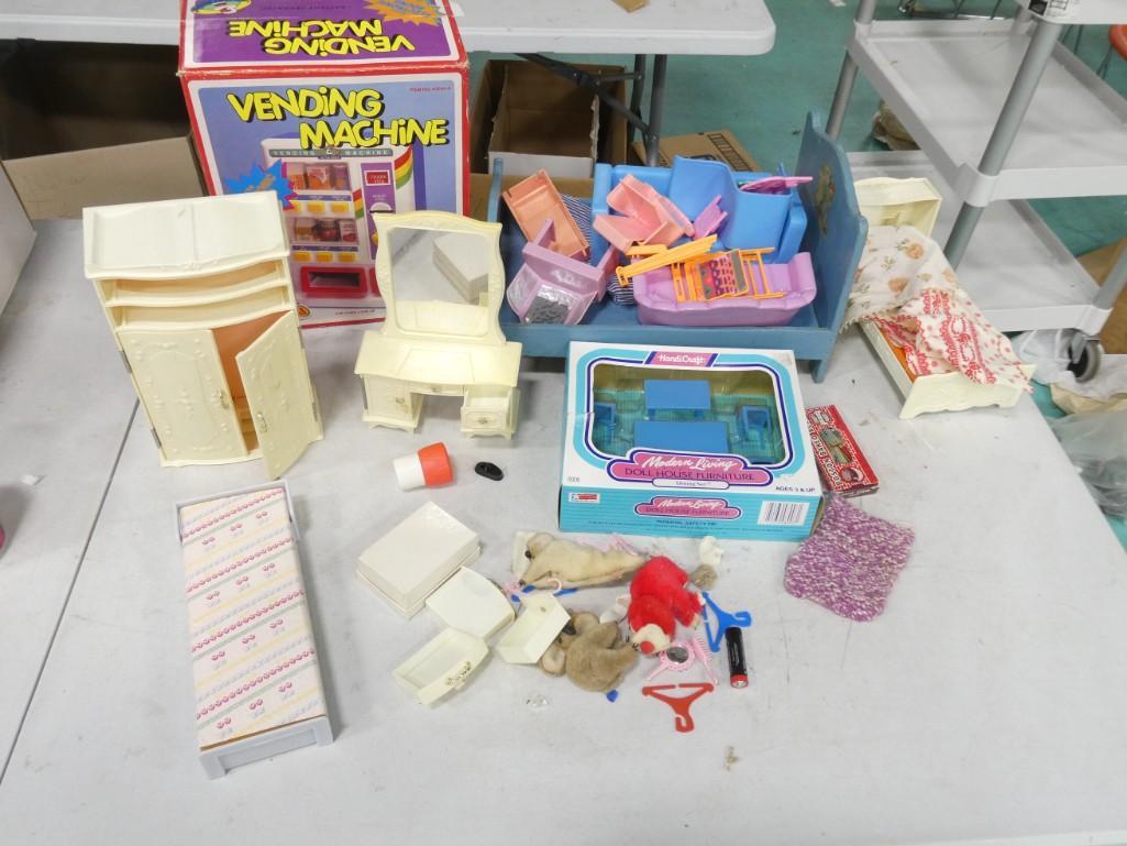 Vintage Toy Lot incl Doll Furniture, Toy Vending Machine, etc (1 of 9)