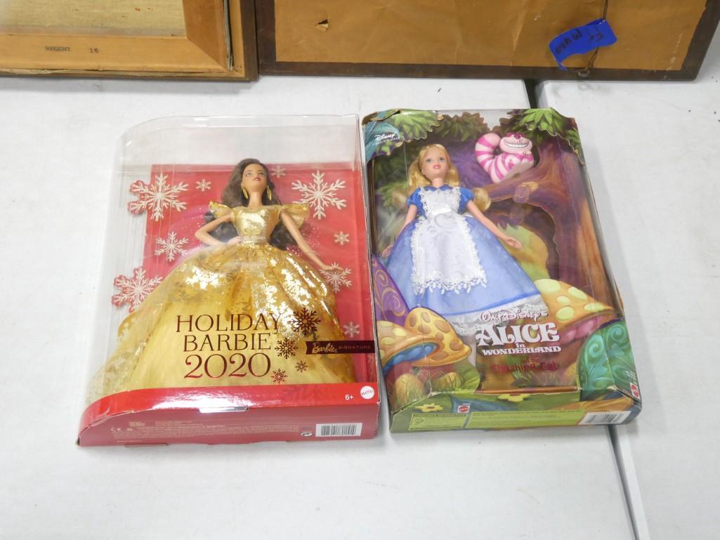 2 Barbie Dolls incl Walt Disney's Alice in Wonderland and the Cheshire Cat Barbie and 2020 Holiday B (1 of 5)