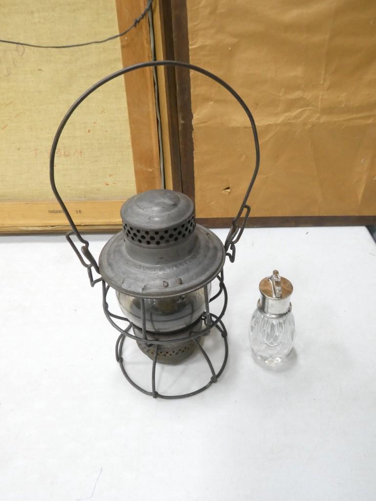 Antique Kerosene Lantern The Adams and Westlake Co and a Midcentury Table Lighter (1 of 5)