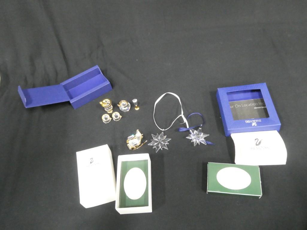Swarovski Crystal Lot incl 2 Snowflake Ornaments, Rocking Chair, Mini Tea Set (1 of 5)