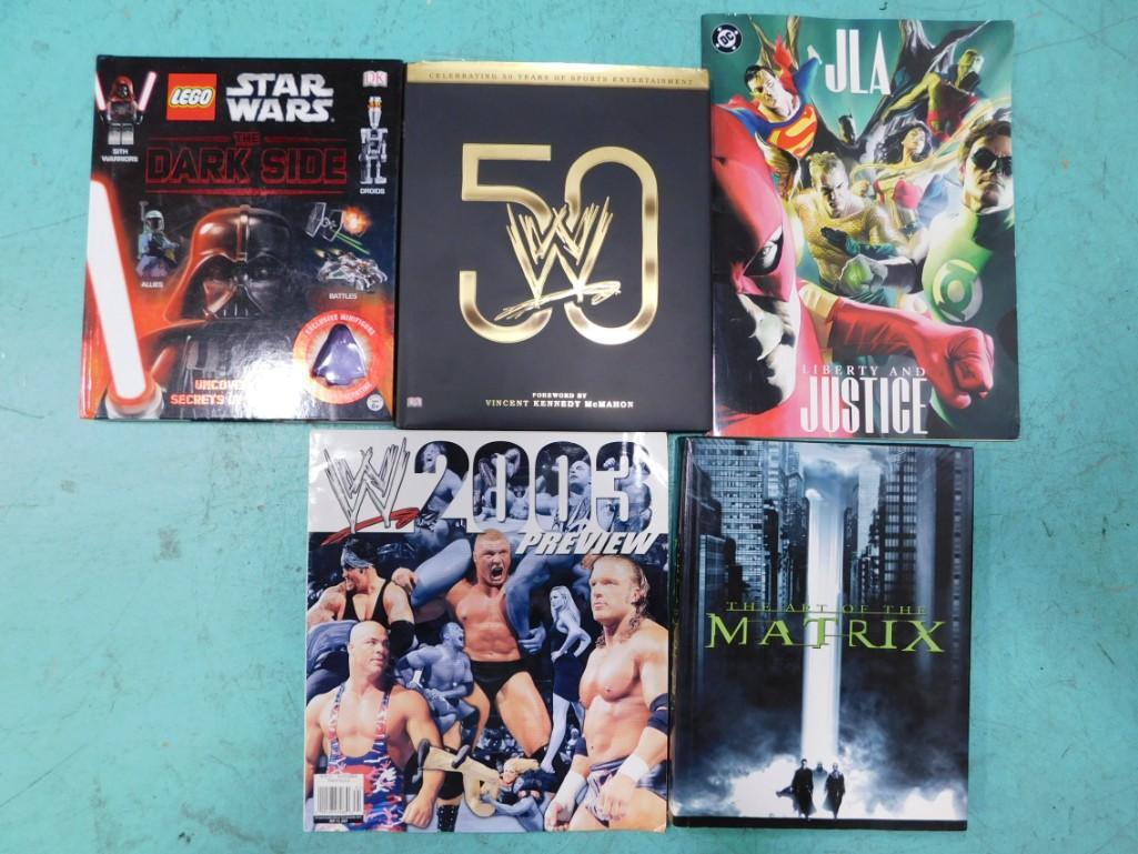 Misc Lot including Wrestling, Legos Star Wars Book, Justice League, Matrix Books, etc. (1 of 7)