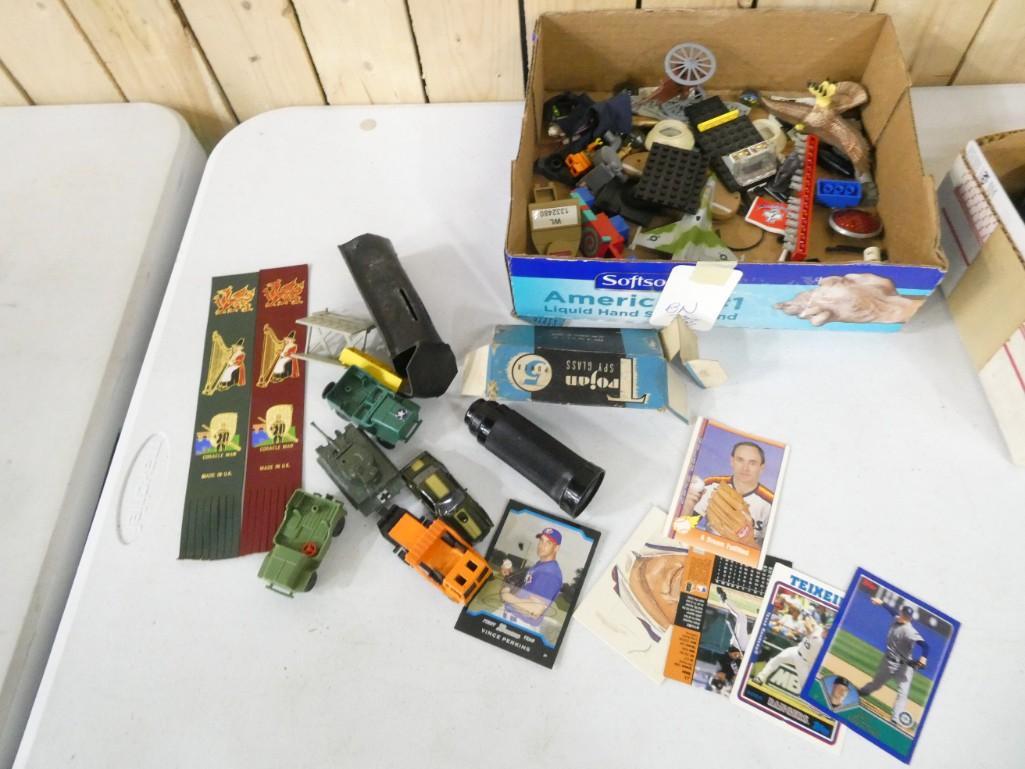 Misc. Smalls lot including Legos, toy cars, Baseball Cards including Nolan Ryan, Spy Glass, etc. (1 of 7)