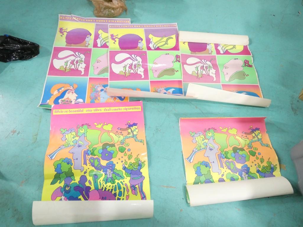 Lot of 5 vintage Peter Max American Cancer Society Anti - Smoking Posters (1 of 6)