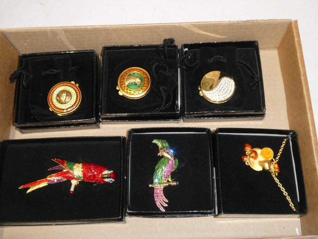 Bob Macke Brooches and Pill Boxes incl Rhinestone: Bob Macke Brooches and Pill Boxes