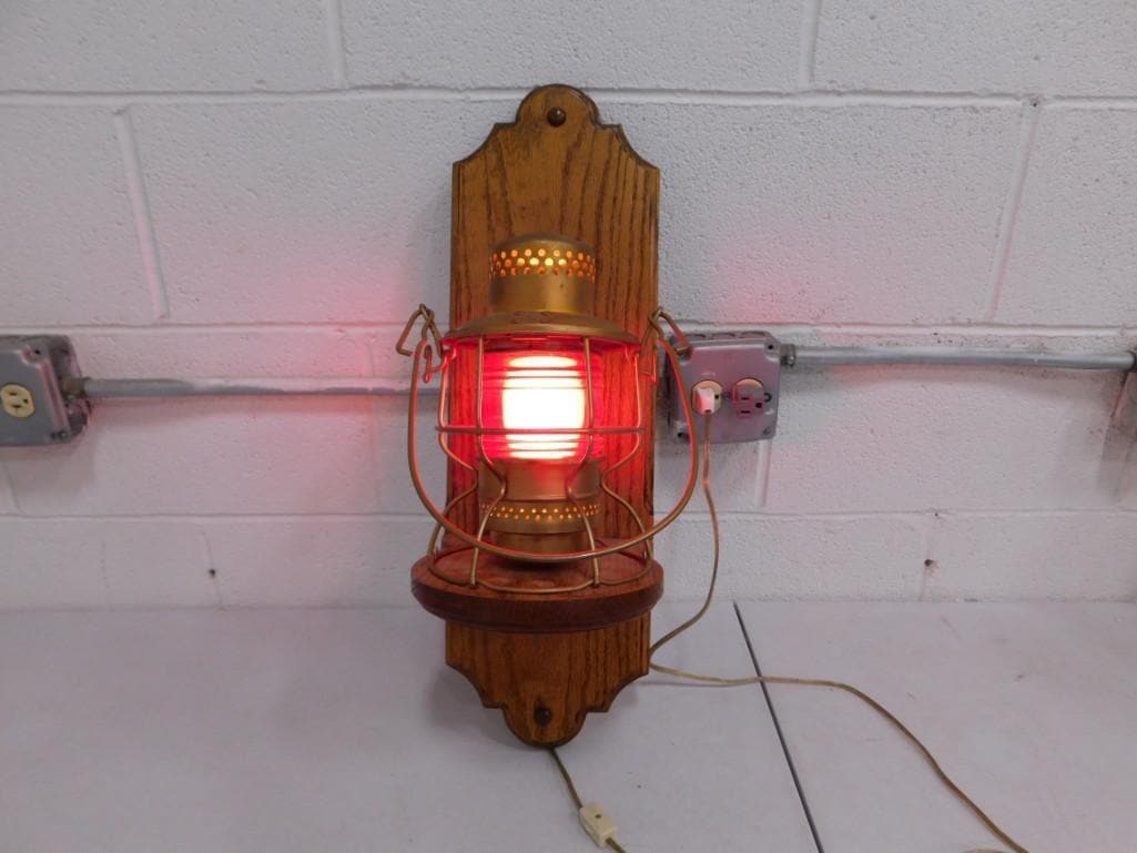 Electrified Railroad Lantern with Red Globe (1 of 6)