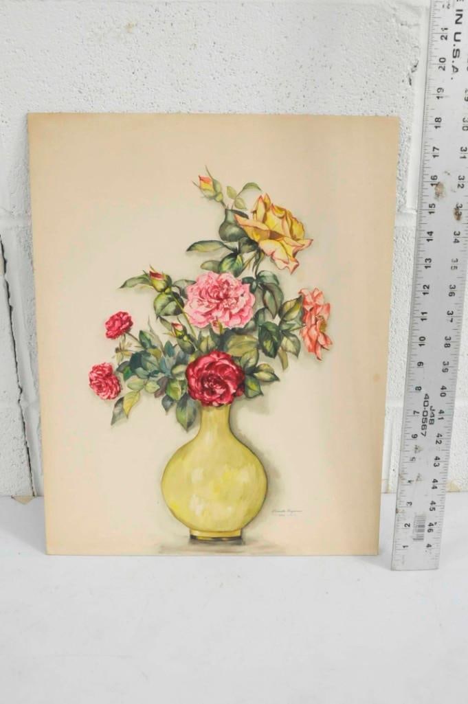 Ludmilla Bodjanac 1954 Watercolor Floral Still Life (1 of 4)