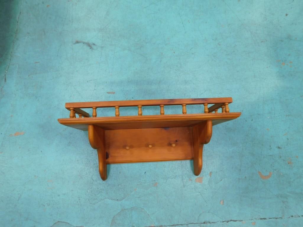 Wood Hall Shelf with Coat Hooks Approx 24" Long: Wood Hall Shelf with Coat Hooks Approx 24" Long