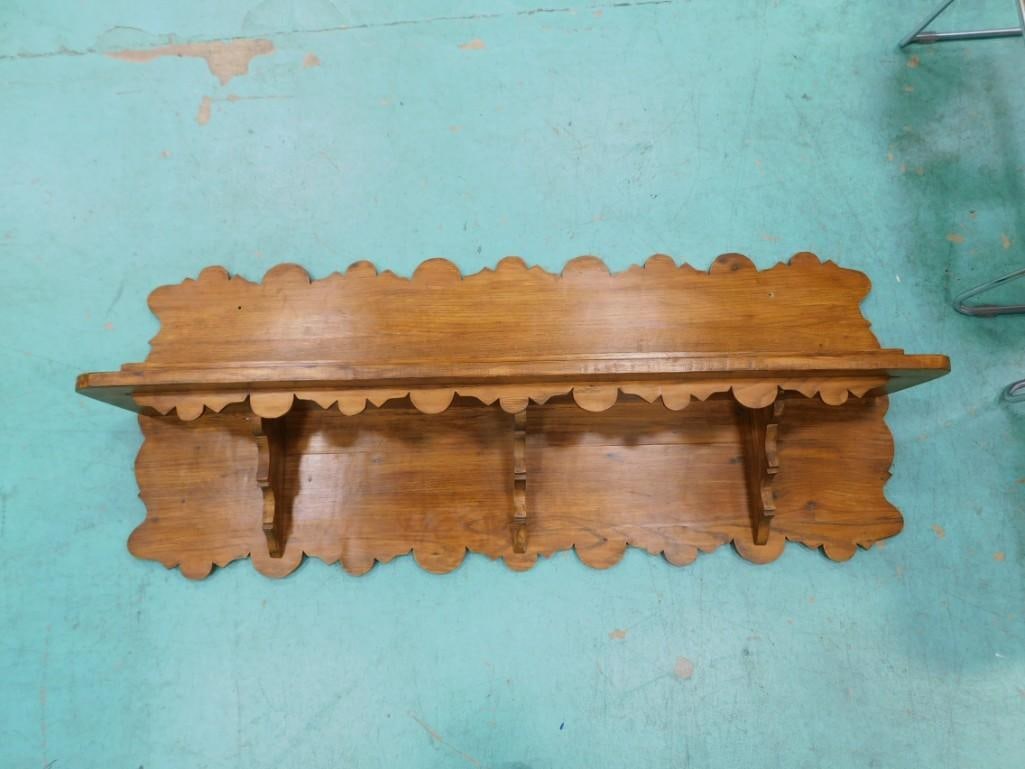 Large Wood Shelf Approx 44" Long with Carved Edge Design: Large Wood Shelf Approx 44" Long with Carved Edge Design
