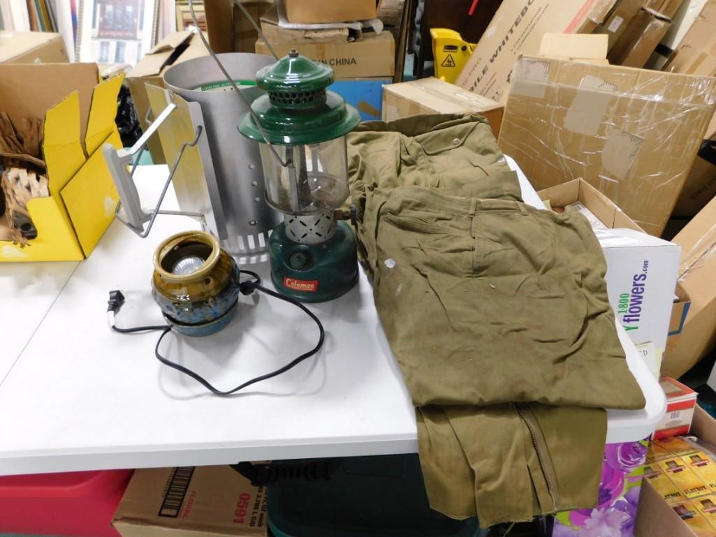 Misc Lot incl Coleman Lantern, Military Pants, Webber Firestarter, Wax Melt Warmer (1 of 6)