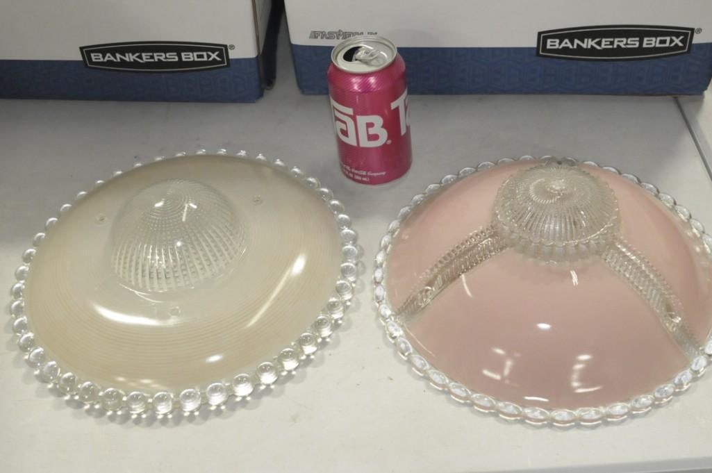 2 Vintage Glass Light Shade incl 1 Pink and 1 Off White: 2 Vintage Glass Light Shade incl 1 Pink and 1 Off White