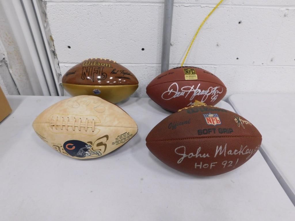 Lot of Signed Footballs including John MacKay, Gale Sayers, Dick Butkis, Dan Hampton (1 of 8)