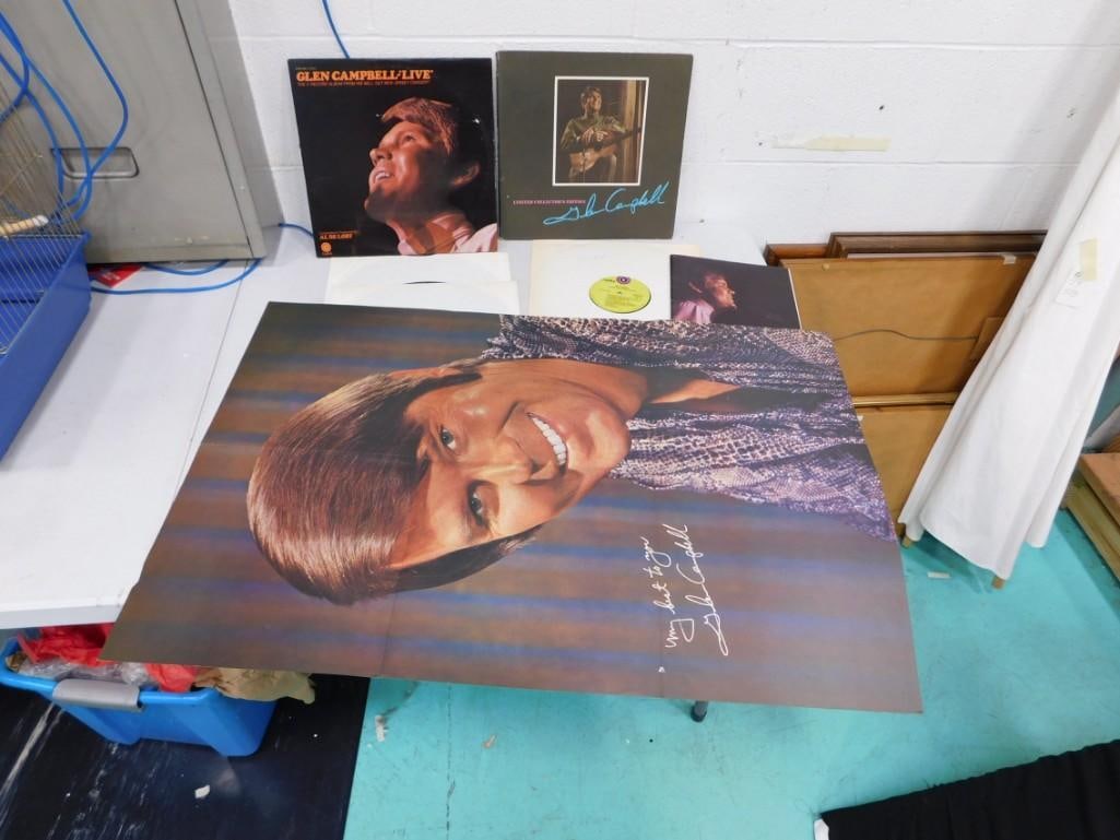 Glen Campbell Lot incl Vinyl Record Albums, Poster. Book (1 of 3)