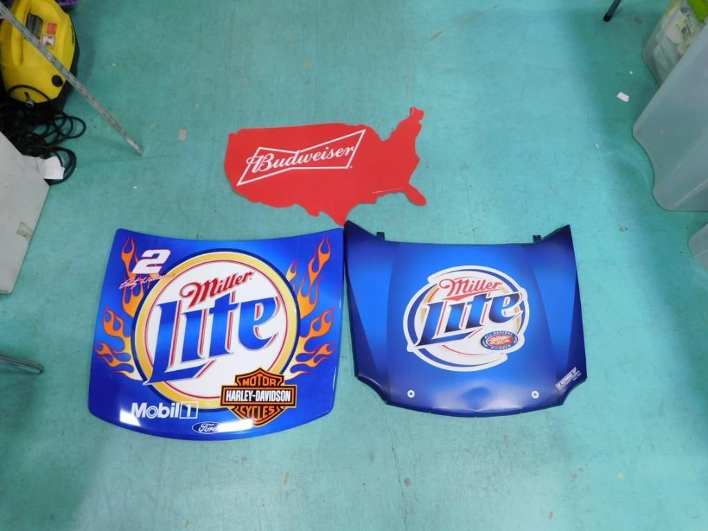 3 Metal Beer Signs incl 2 Miller Lite and a Budweiser (1 of 5)