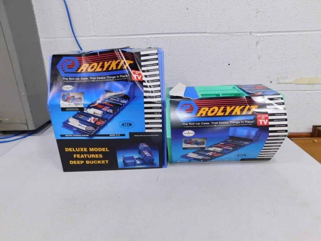 2 Rolykit Roll Up Cases for Tools, Craft Supplies, Etc: 2 Rolykit Roll Up Cases for Tools, Craft Supplies, Etc Condition: these appear new but have damaged outer packaging. May have warehouse dust