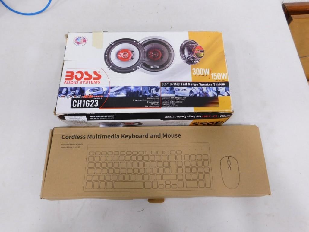Boss CH1623 6.5" 3-Way Full Range Speaker System and a Cordless Multimedia Keyboard and Mouse (1 of 2)