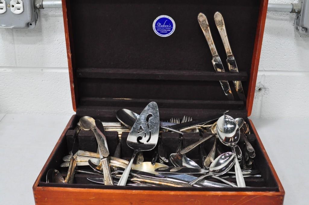 Lot of Flatware in a Wood Box (1 of 4)
