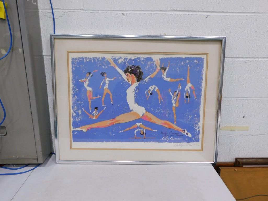 Leroy Neiman Pencil Signed Framed Nadia  Comaneci Montreal Olympiad 1976 (1 of 4)