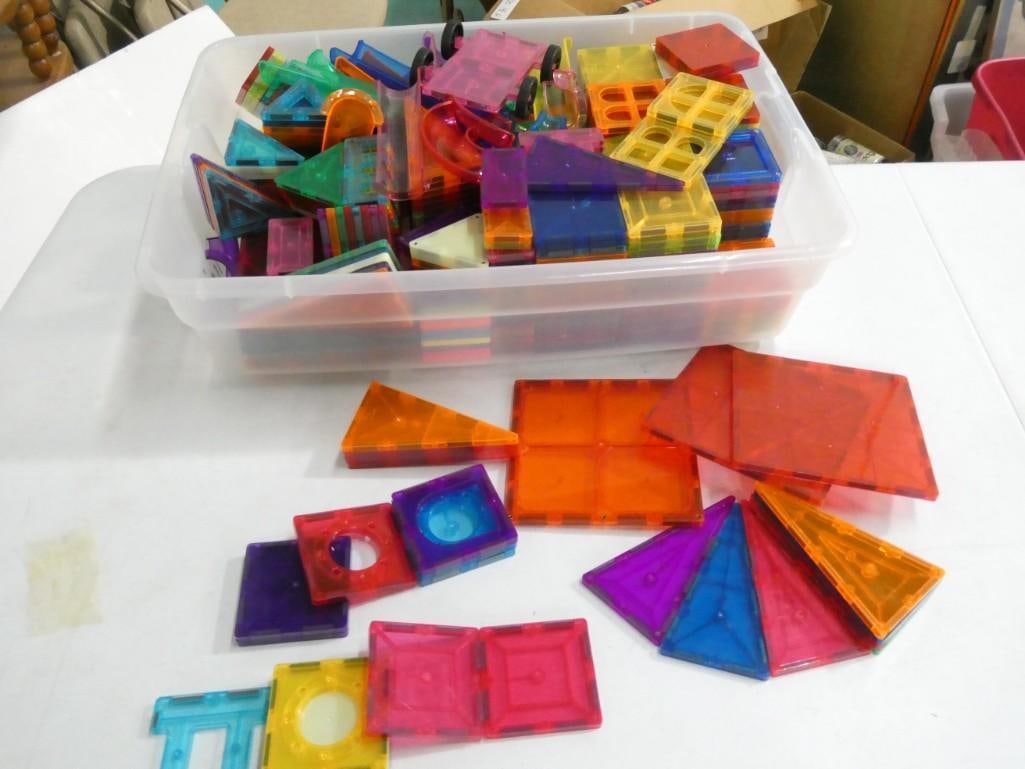 Magnetic Geometric Toys Large Bin full: Magnetic Geometric Toys or Tiles Large Bill Full
