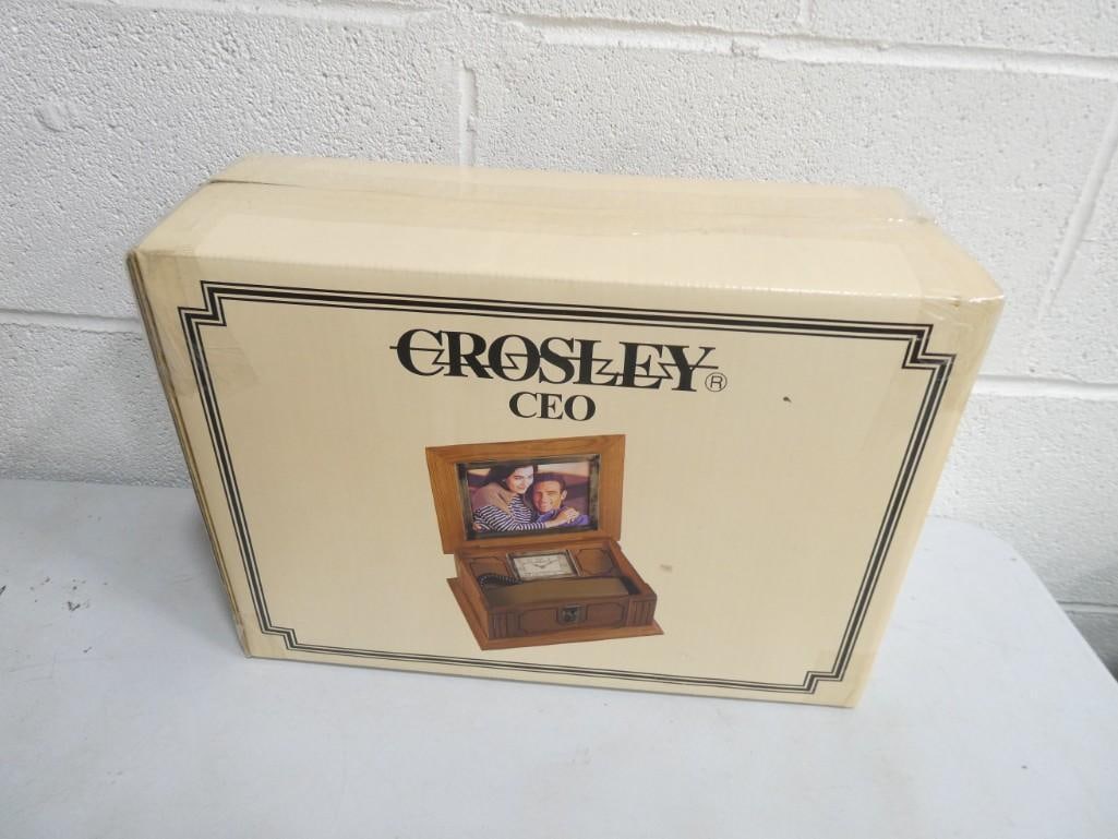 Crosley Retro Telephone Clock and Picture Frame Unit with Wood Cabinet New in Box (1 of 4)