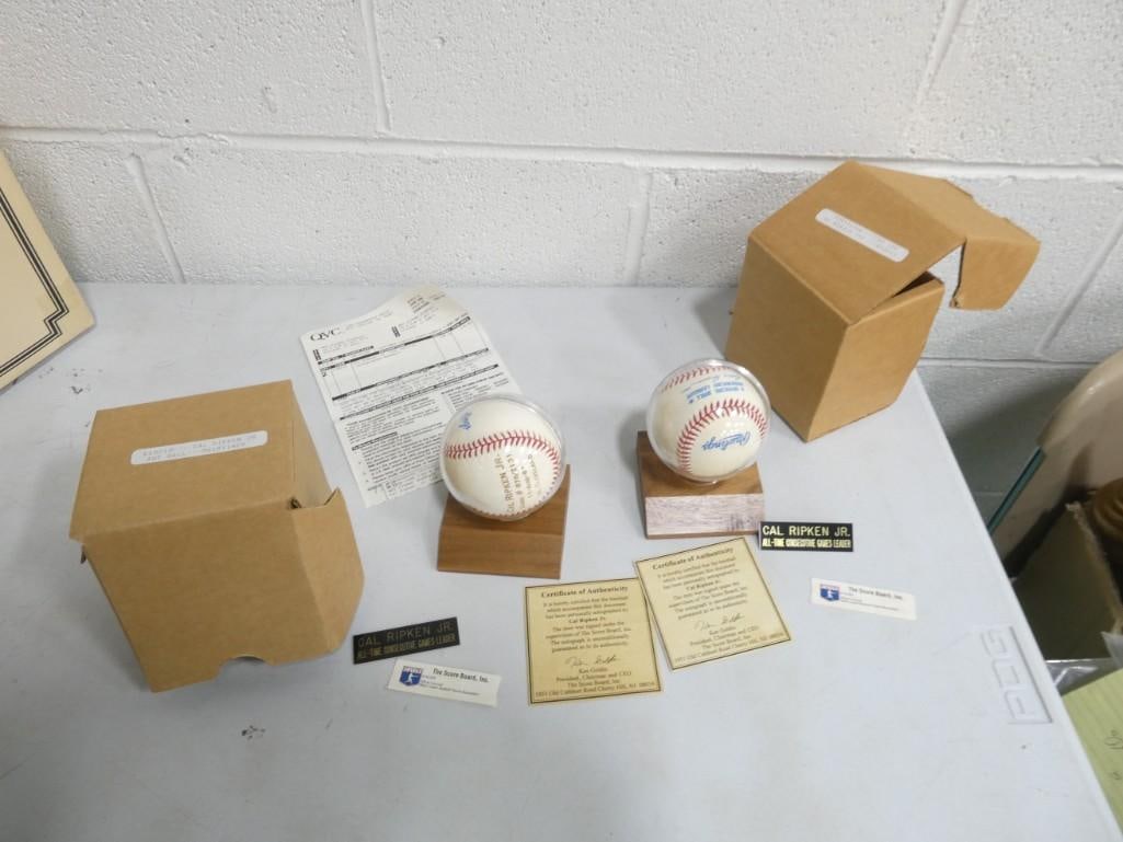2 Cal Ripken Jr Signed Baseballs with COAs from Ken Goldin and QVC Receipt (1 of 7)