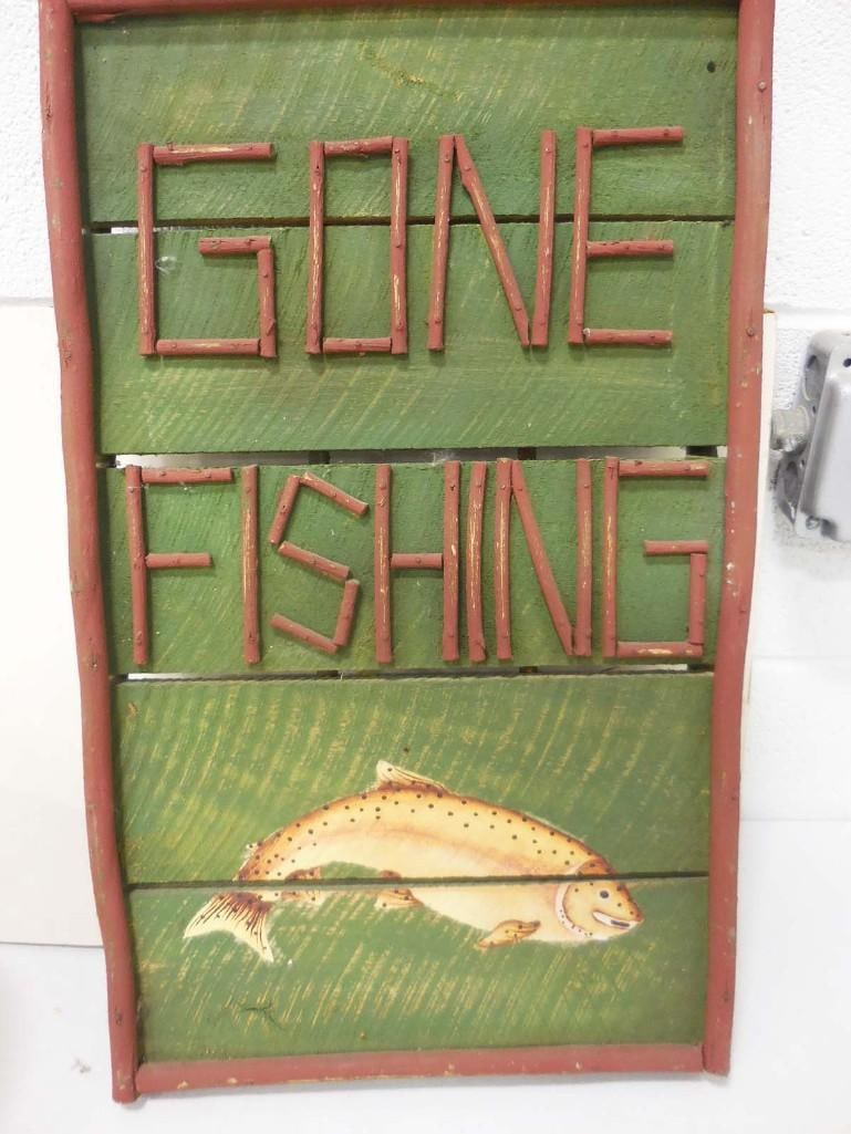 Gone Fishing Rustic Wood Sign (1 of 2)