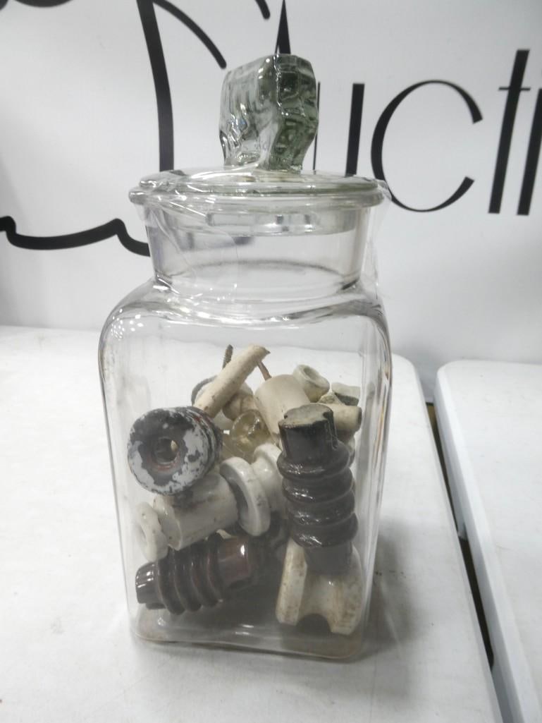 Jar of Vintage Smalls incl Insulators: Jar of Vintage Smalls incl Insulators