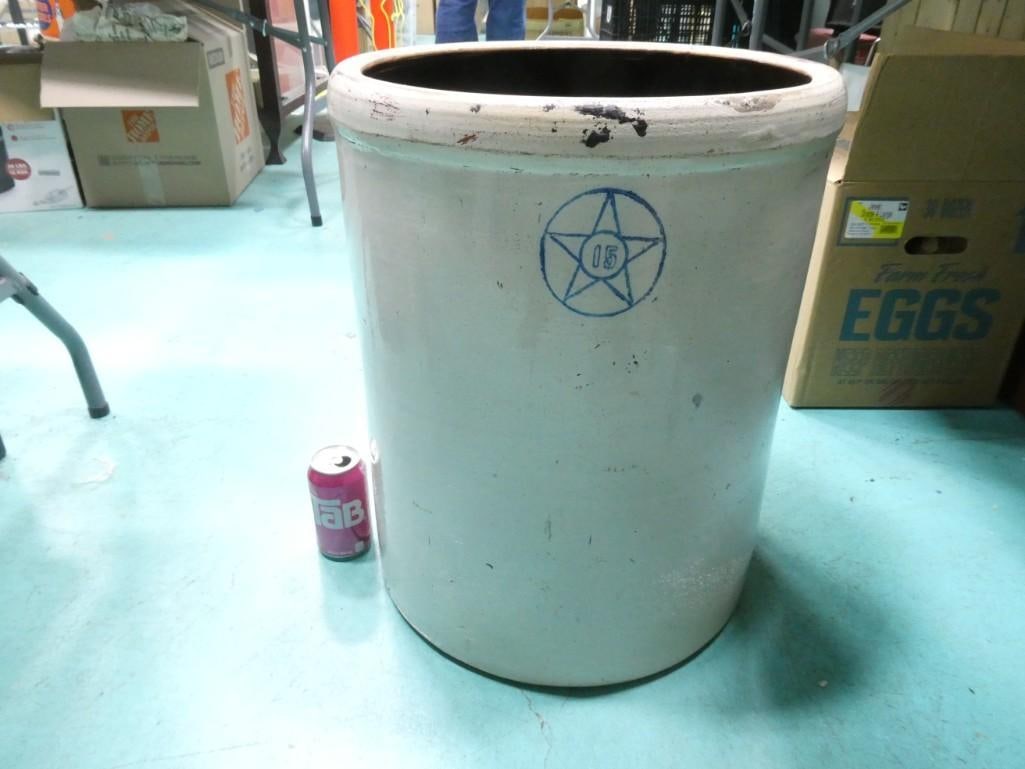 Antique 15 Gal Stoneware Crock Star Stoneware Crooksville, OH: Antique 15 Gallon Stoneware Crock Star Stoneware Crooksville, OH Condition: no cracks