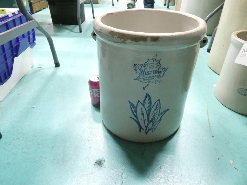 6 Gal Western Stoneware Crock Snake Grass Plant Leaf Pattern (1 of 3)