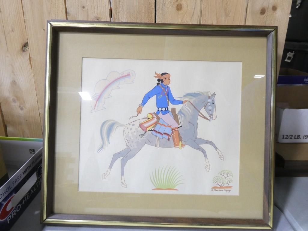 Harrison Begay (Navajo Artist) Silk Screened Print Framed and Matted 15" X 18" (1 of 4)