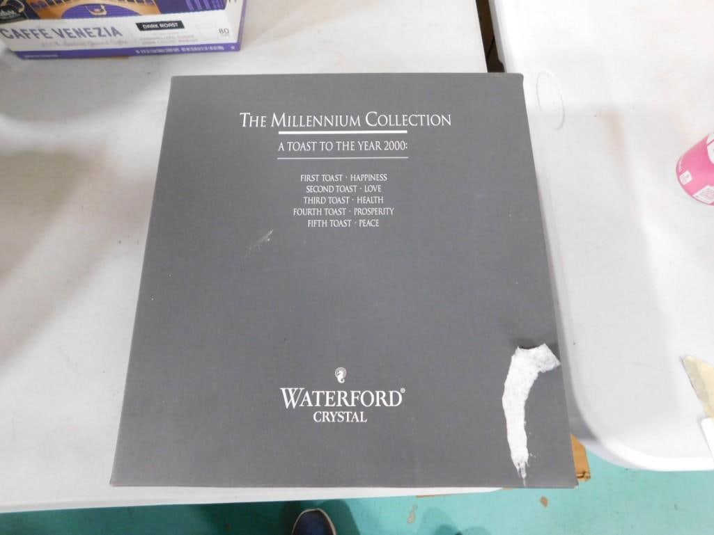Waterford Crystal The Millennium Collection Champagne Flutes in Original Box: Waterford Crystal The Millennium Collection A Toast to the Year 2000 Champagne Flutes in Original Box
