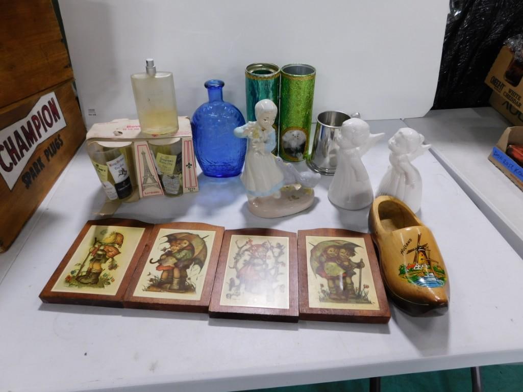 Collectibles incl Vintage Luminarc Bar Glasses, Hummel Plaques, Blue Glass Bottle, (1 of 3)